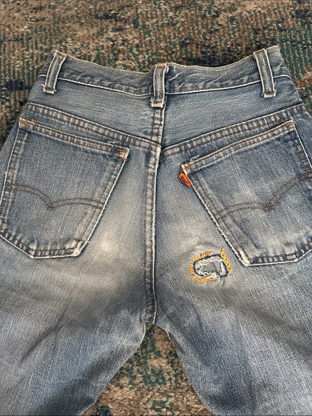 VTG 1975 Levi's 746 Student Fit Flare Denim Jeans Orange Tab USA Size 26x30
